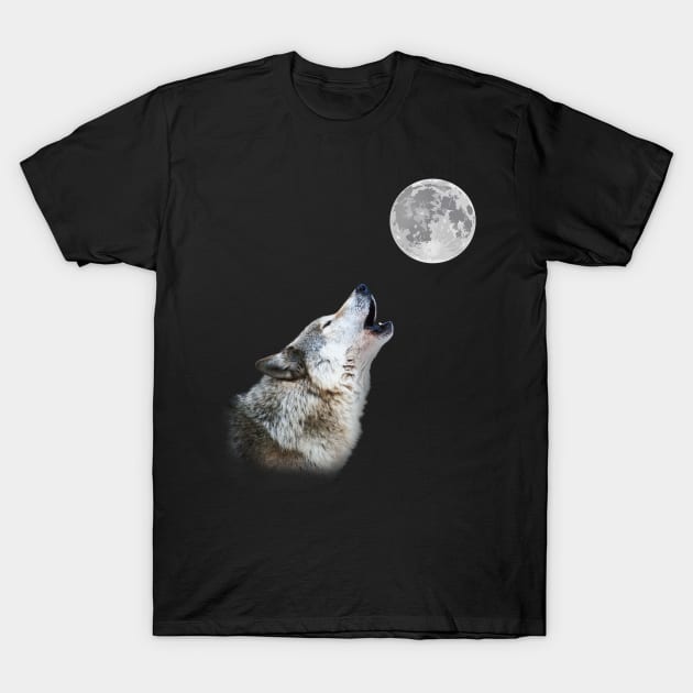 Wolf howling at moon artwork T-Shirt by Wolf Clothing Co